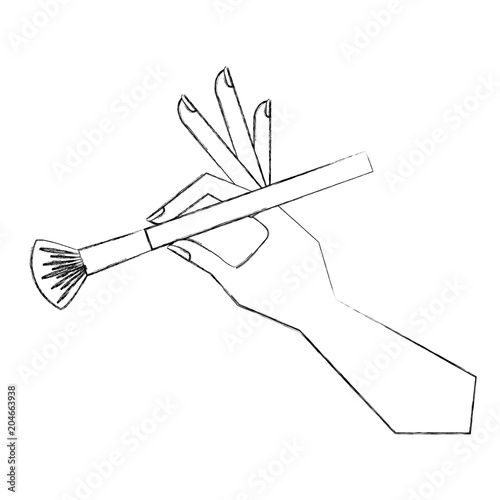 hand with makeup brush isolated icon vector illustration design