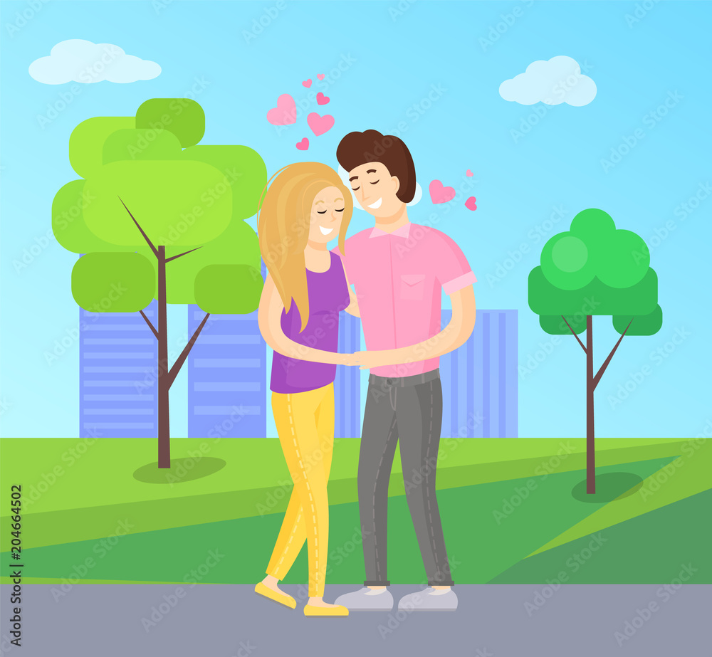 Boy Girl Tenderly Hugging, Young Lovers Embracing Boy Girl Tenderly Hugging, Young Lovers Embracing