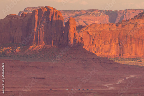 View on formations in Monument Valley, Arizona.