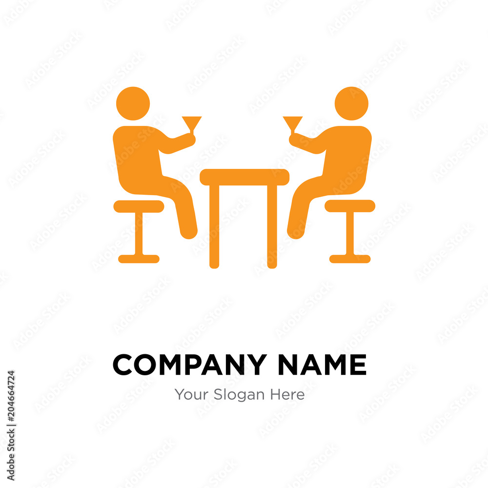 Couple of men drinking in a bar company logo design template, colorful vector icon for your business, brand sign and symbol