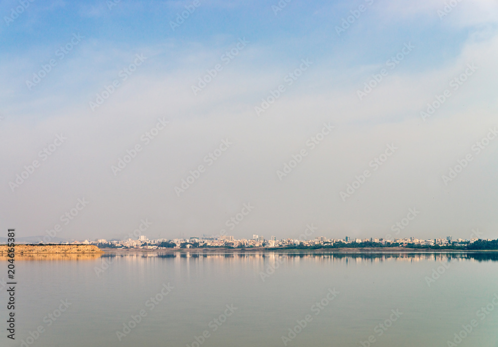 Coastline of the Salt Lake in Larnaca, Cyprus