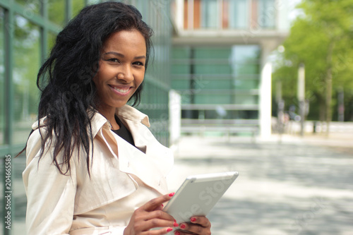 Mixed race woman outside