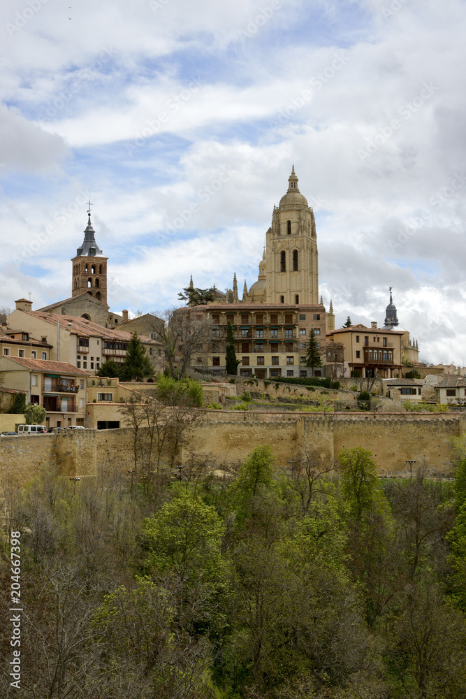 View of Alcazar de Segovia castle in a cloudy day