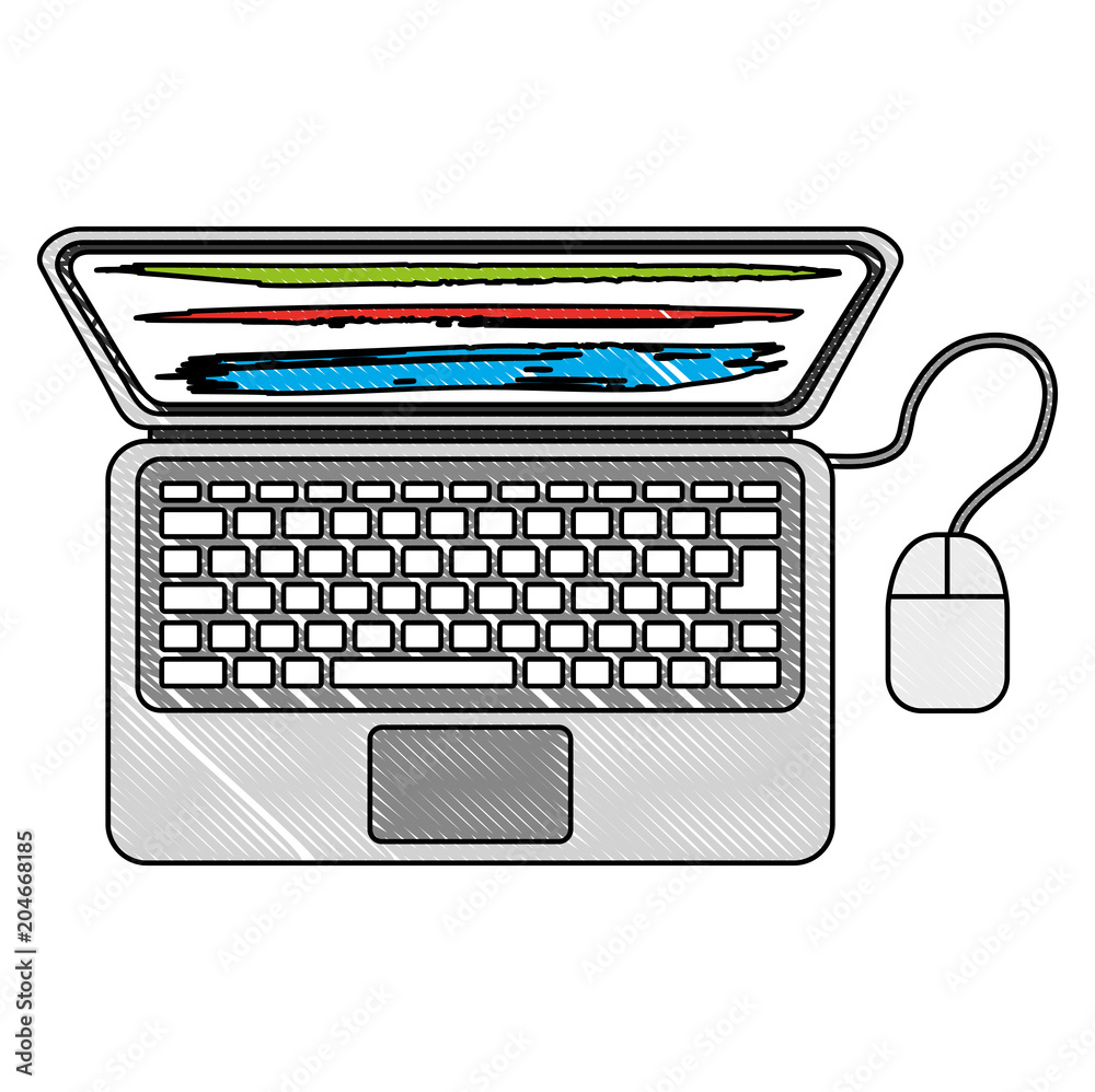 laptop mouse device digital wireless technology vector illustration drawing  Stock Vector | Adobe Stock