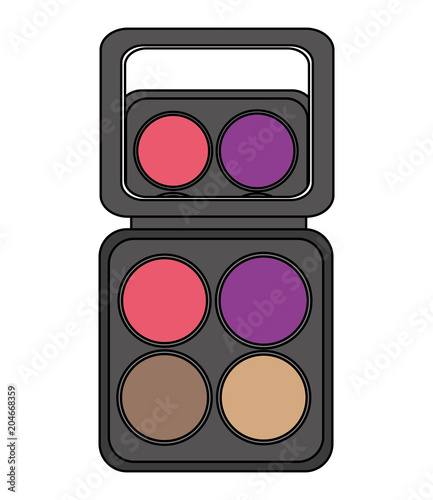 palette eyeshadows with mirror femenine make up vector illustration design