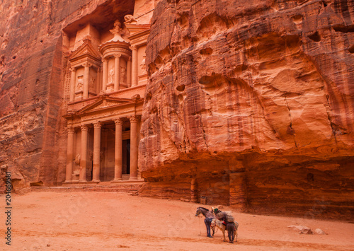 The Treasury (Al Khazneh) of Petra Ancient City, Jordan.