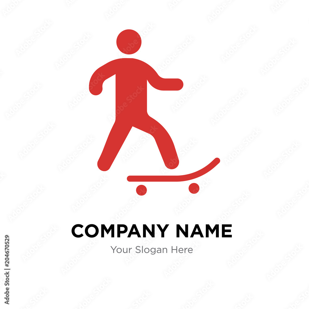Obraz premium Skater company logo design template, colorful vector icon for your business, brand sign and symbol
