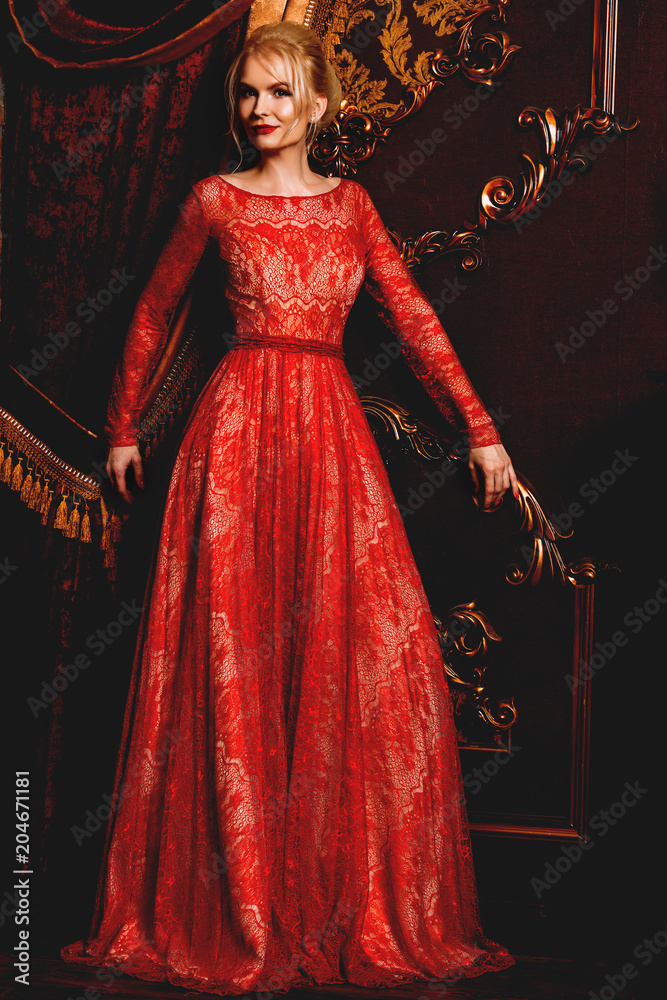 luxury evening red dress