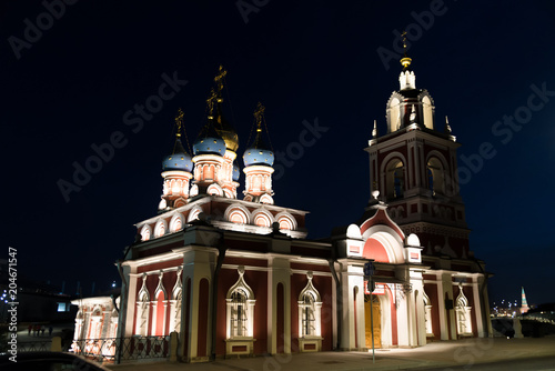 Church of St. George on Pskov hill in Moscow at night. photo