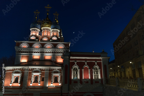 Church of St. George on Pskov hill in Moscow at night. photo