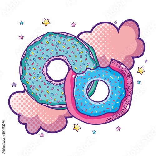 delicious donuts with cloud pop art