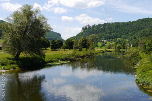 Donaudurchbruch mit Schloss Werenwag im Hintergrund.