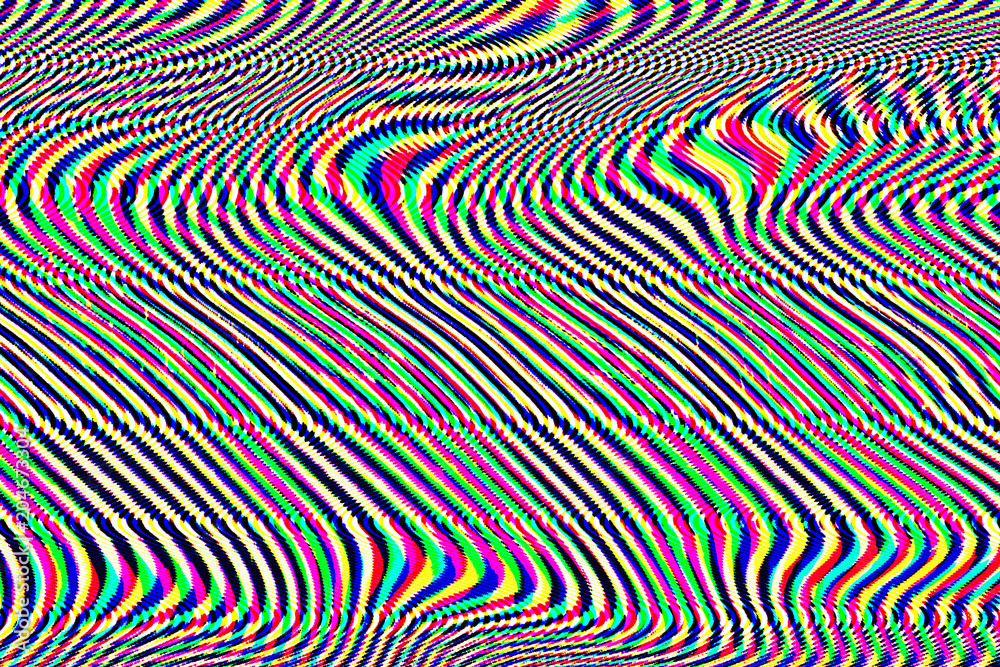 Psychedelic glitch background. Random digital error signal. Wave