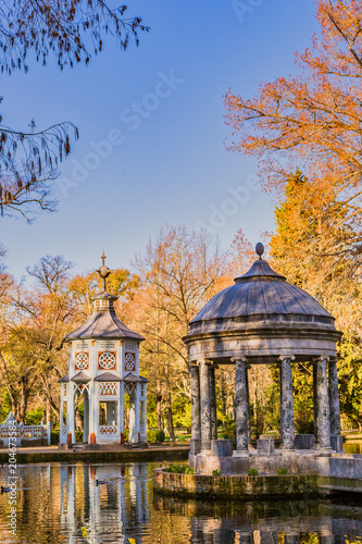 Gardens of Aranjuez. Estanque de los Chinescos near the Royal Palace.  Madrid city Spain. the gardens  are near the  palace of the king in Madrid. it is a beautiful place to do toursim and travel in a photo