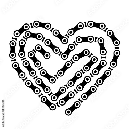 Bicycle chain heart isolated on white background vector illustration