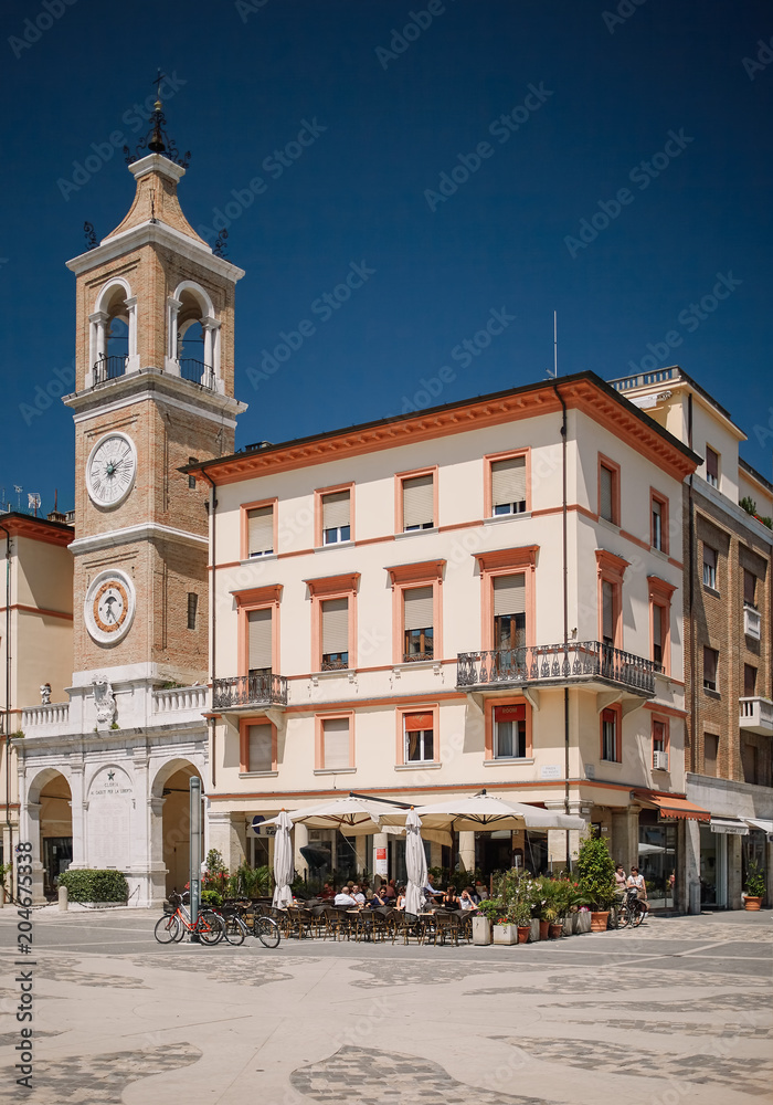 Rimini, Italy - May 18, 2011: Tre Martiri Square Rimini, Italy - May 18, 2011: Tre Martiri Square