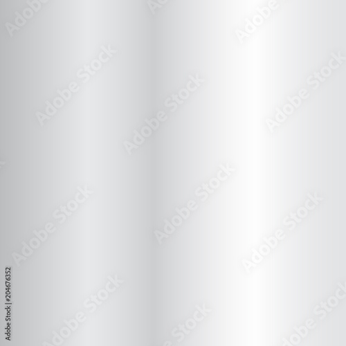 Silver gradient background. Silver design texture for ribbon, frame, banner. Abstract silver gradient template. Metal shine steel plate. Metallic light chrome pattern. Vector illustration