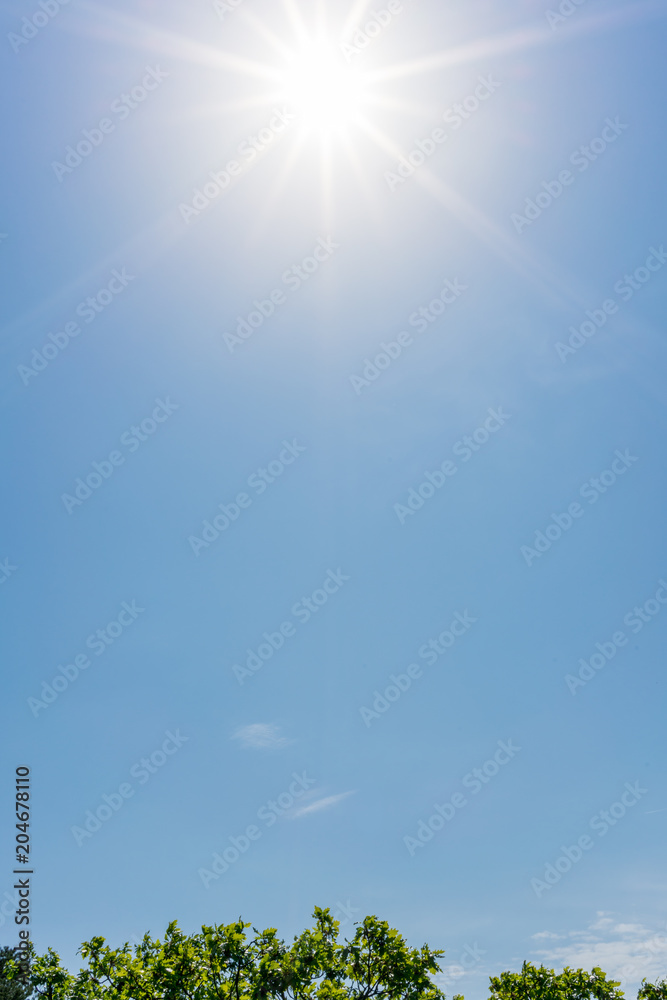 Sunlight and blue sky, background with text space