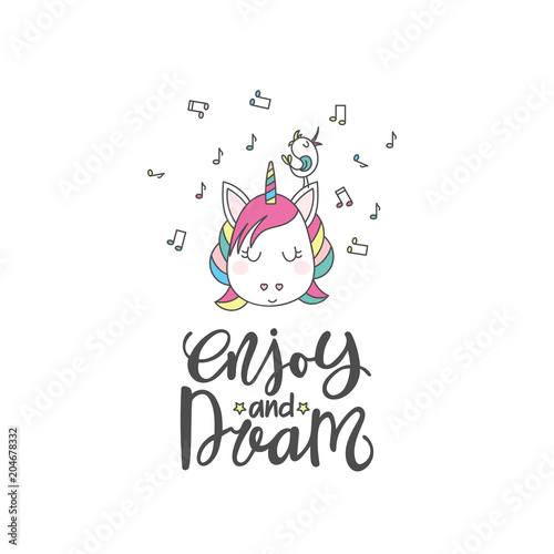 Unicorn and hand-drawn lettering