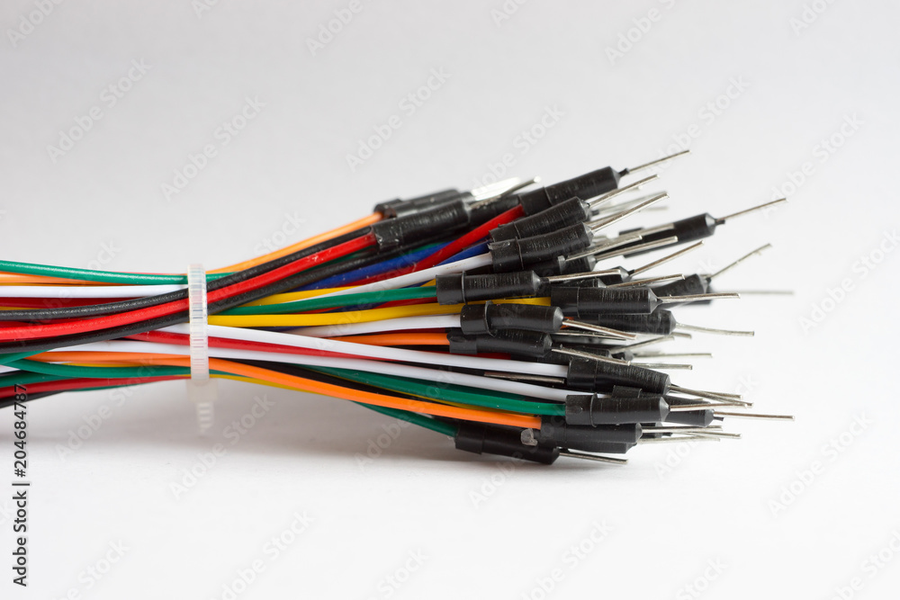 A Bundle of colorful jumper cables A Bundle of colorful jumper cables