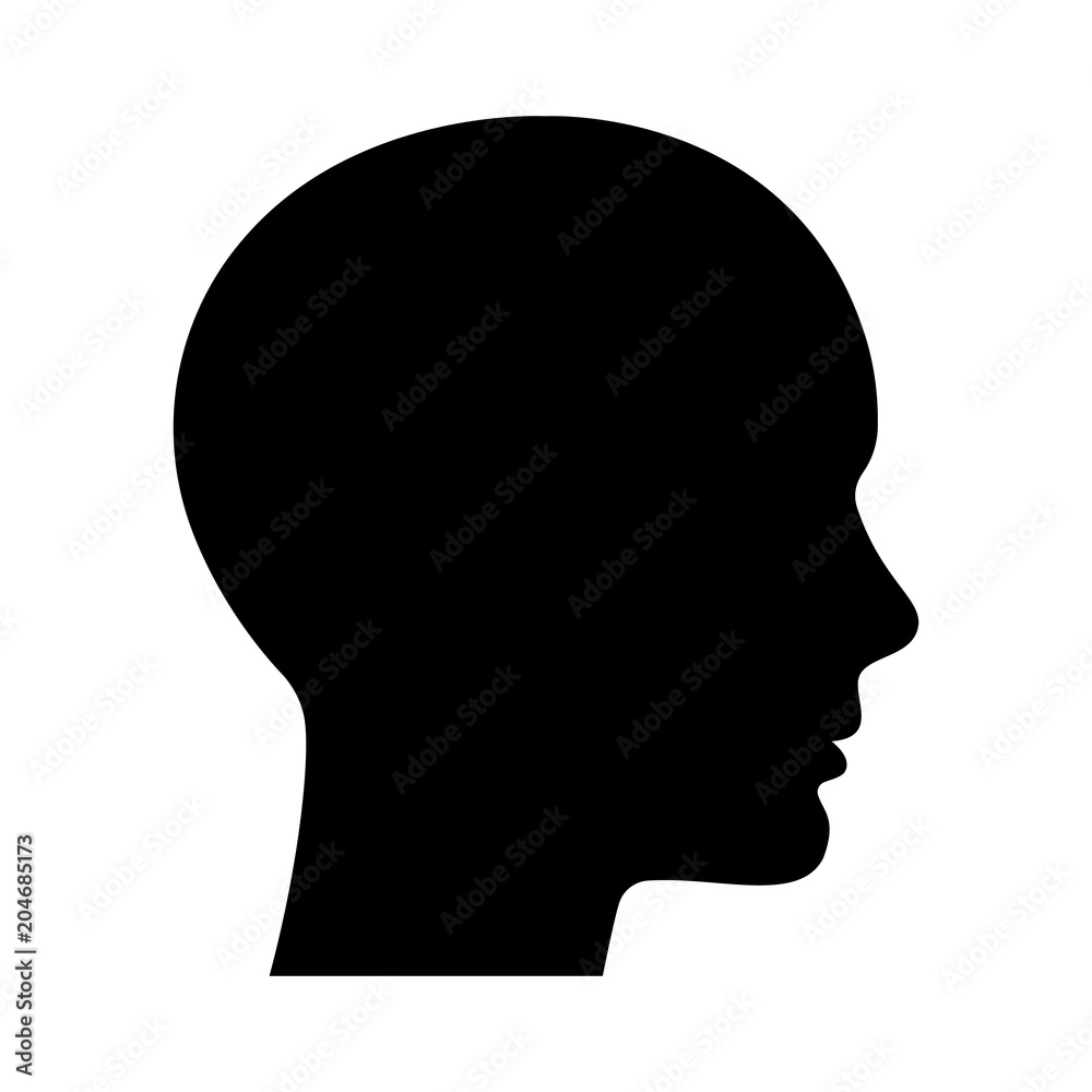 Head black silhouette. Human profile. Vector