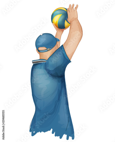 Athlete with a ball. Innings. Sport. Volleyball. T-shirt vector. Drawing on the T-shirt.man with the ball