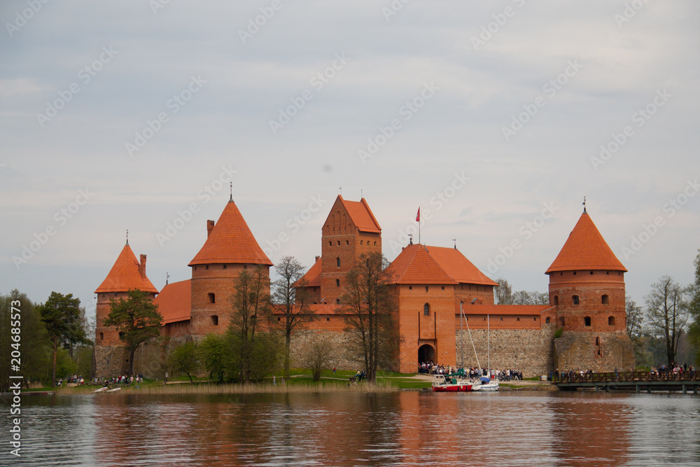 Trakai castel on the lake Galve