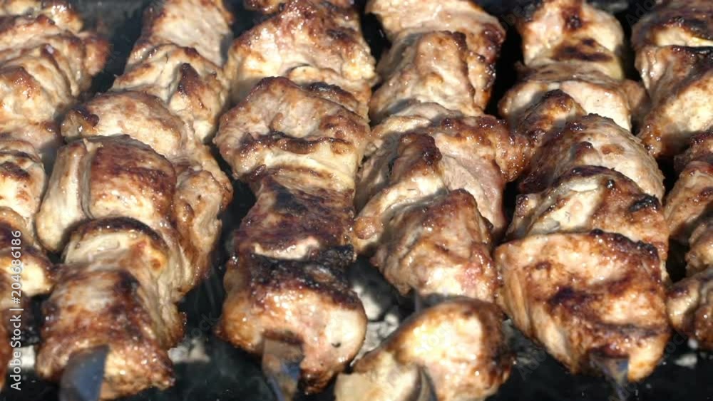 cooking shish kebab on the coals. cooking shish kebab on the coals.