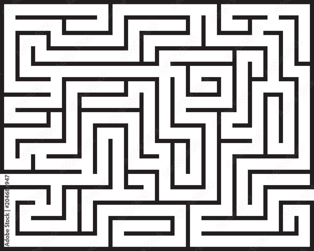 Black rectangle maze isolated on white background Black rectangle maze isolated on white background