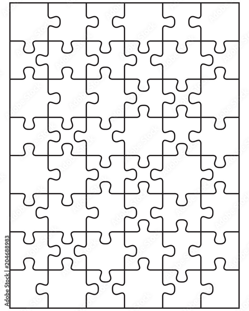 Illustration of separate parts of white puzzle