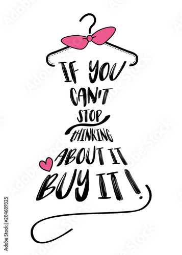 Obraz na płótnie Jeśli nie przestajesz o tym myśleć, kup to / Dress on hanger clip art / Shopping icon