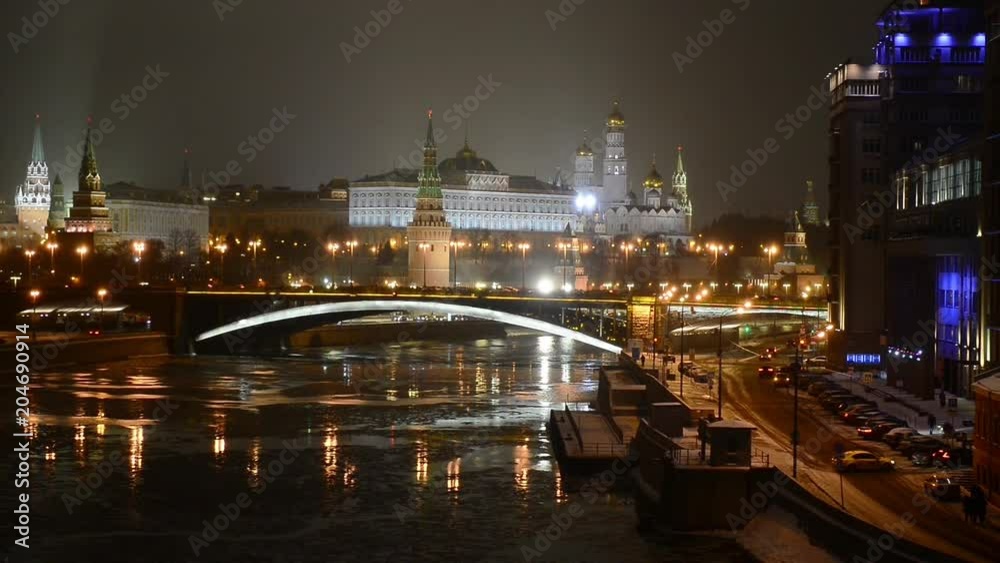 Stunning night view of Kremlin in the winter, Moscow, Russia Stunning night view of Kremlin in the winter, Moscow, Russia