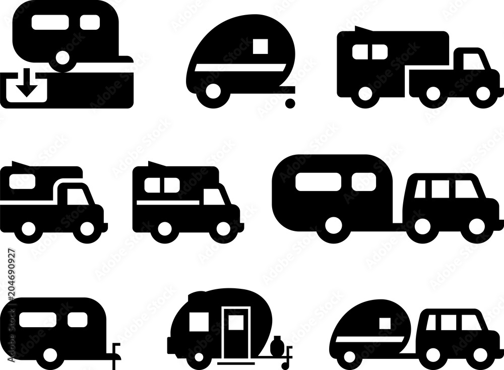 Camper Trailer Icons - Black Series