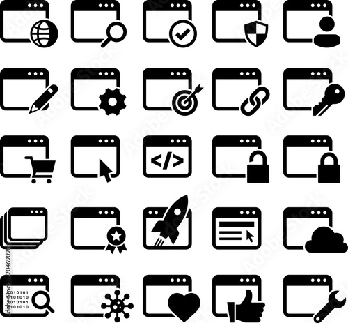 Web Pages Icons - Black Series - Illustration
