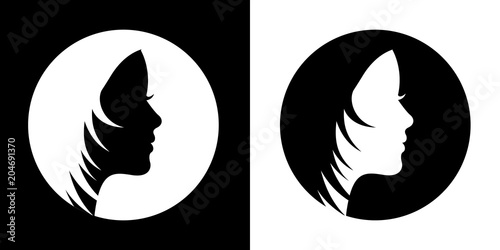 Silhouette hair girl, salon logo – vector