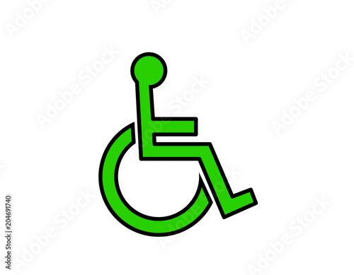 車椅子マーク（線画、緑）