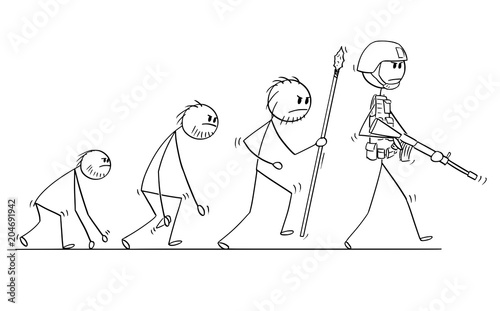 Cartoon stick man drawing conceptual illustration of modern human soldier  or warrior evolution, Stock Vector, Vector And Low Budget Royalty Free  Image. Pic. ESY-050474281