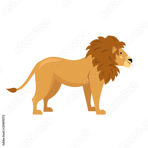 Cute lion on white background.