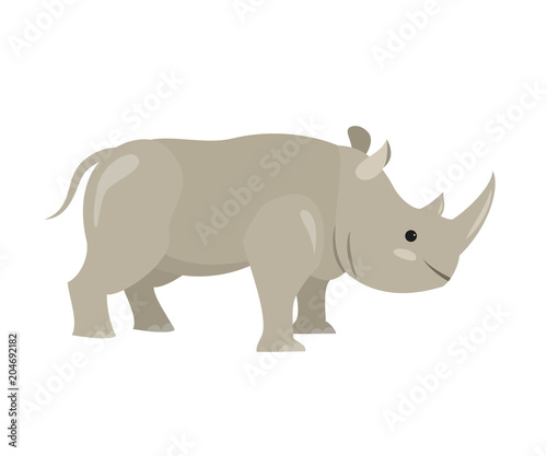 Cute rhinoceros on white background.