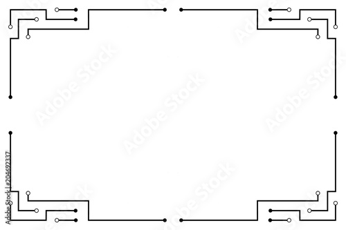 Black circuit line frame abstract technology vector design.