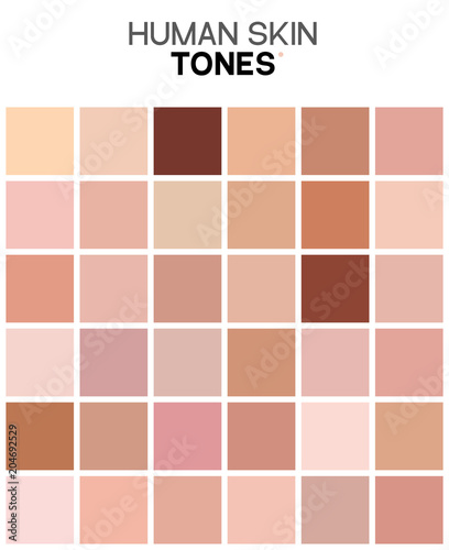 Skin tone color chart. Human skin texture color infographic palette. Facial care design