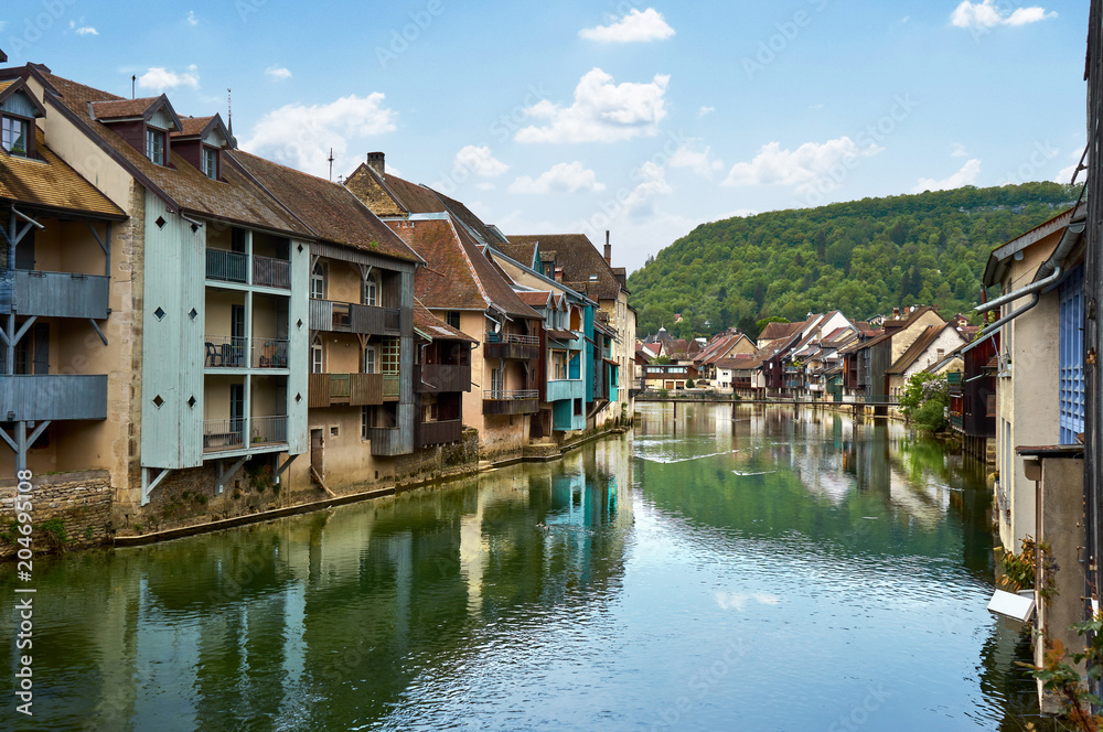 Ornans Cityscape Aside Loue River - Doubs - France