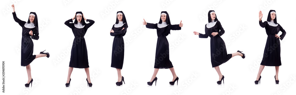 Nun isolated on the white background Nun isolated on the white background