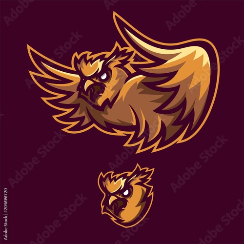 bird owl esport gaming mascot logo template