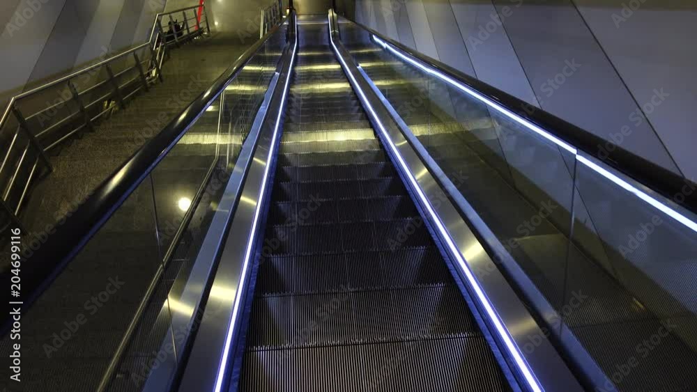 Movement on the escalator. Shooting in the motion. Movement on the escalator. Shooting in the motion.