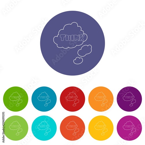 Cloud with think inscription icon, outline style