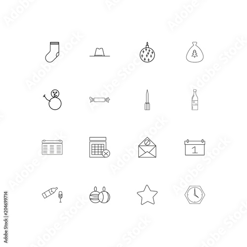 Holidays linear thin icons set. Outlined simple vector icons