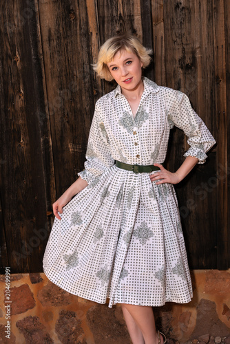 Blonde in a housedress photo