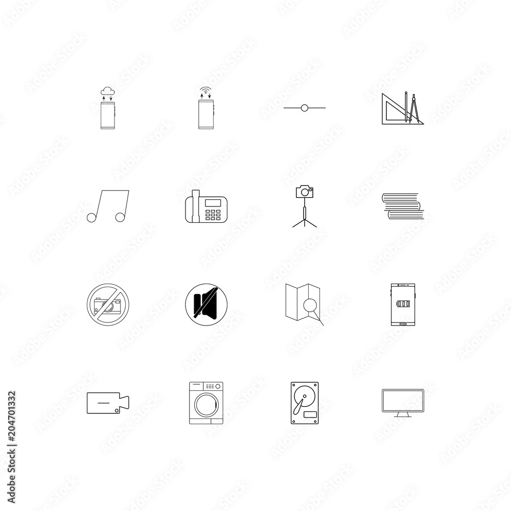 Devices linear thin icons set. Outlined simple vector icons Devices linear thin icons set. Outlined simple vector icons