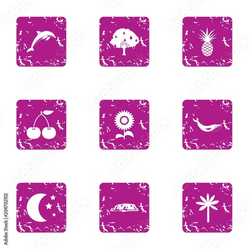 Onshore icons set, grunge style